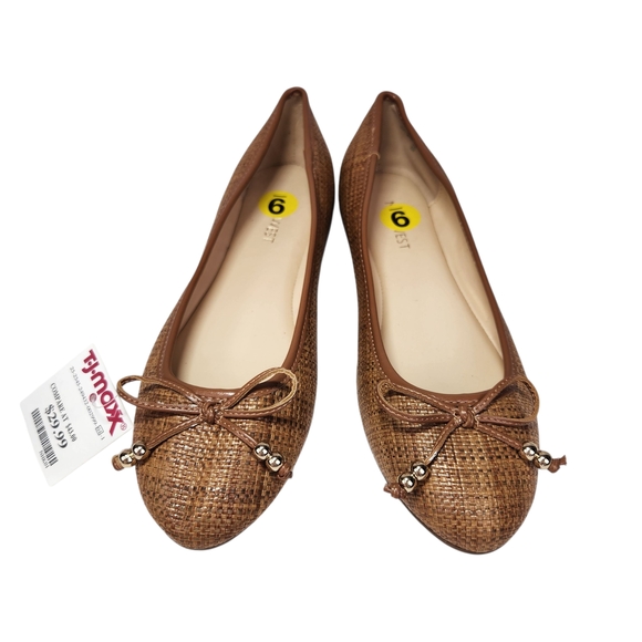 Nine West Shoes - Nine West Brown Textured Flats with Bow Ballet Size 9 NWT
